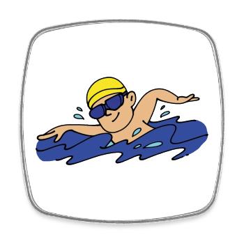 Schwimmer - Viereckiger Kühlschrankmagnet - Weiß - Vorne