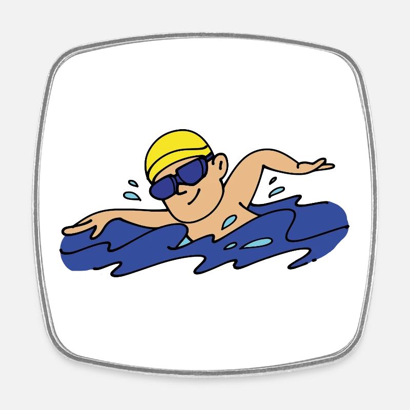 Swimmer - Square fridge magnet - white