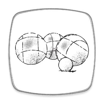 Boules de boules pour joueurs de pétanque - Magnet carré - blanc - Devant