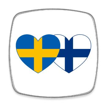 Schweden Finnland Flagge Herz - Viereckiger Kühlschrankmagnet - Weiß - Vorne