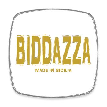 T-Shirt Biddazza T-Shirt Sizilien Sizilianisch - Viereckiger Kühlschrankmagnet - Weiß - Vorne