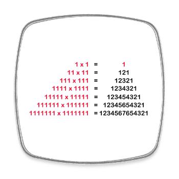 Nombre Palindrome Mathématiques Physique 1x1 1^2 Cadeau - Magnet carré - blanc - Devant