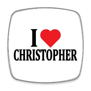 T-shirt I love Christopher t-shirt gift idea - Square fridge magnet - white - Front