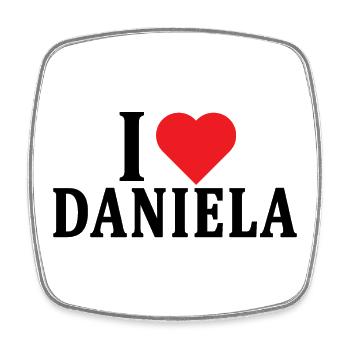 T-Shirt Ich liebe Daniela T-Shirt Geschenkidee - Viereckiger Kühlschrankmagnet - Weiß - Vorne