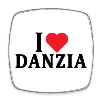 T-Shirt Ich liebe Danzia T-Shirt Geschenkidee - Viereckiger Kühlschrankmagnet - Weiß - Vorne