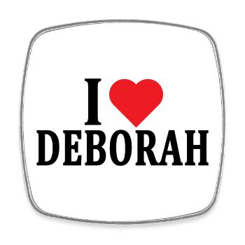 T-Shirt Ich liebe Deborah T-Shirt Geschenkidee - Viereckiger Kühlschrankmagnet - Weiß - Vorne