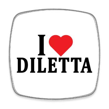 T-Shirt Ich liebe Diletta T-Shirt Geschenkidee - Viereckiger Kühlschrankmagnet - Weiß - Vorne