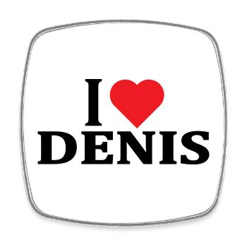 T-Shirt Ich liebe Denis T-Shirt Geschenkidee - Viereckiger Kühlschrankmagnet - Weiß - Vorne