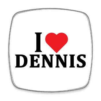 T-shirt J’adore Dennis t-shirt idée cadeau - Magnet carré - blanc - Devant