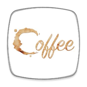 Coffee Stain Typography Coffee - Square fridge magnet - white - Front