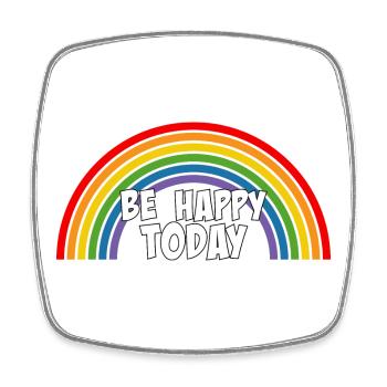 Regenbogen be happy today white - Viereckiger Kühlschrankmagnet - Weiß - Vorne