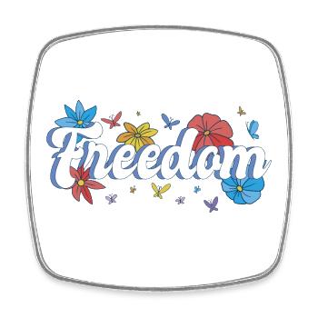 Freedom Blumen Schmetterlinge Freiheitsdesign - Viereckiger Kühlschrankmagnet - Weiß - Vorne
