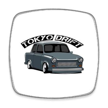 Retro Car Drift Graphics - Square fridge magnet - white - Front