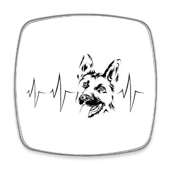 German Shepherd Icon Illustration Heartbeat Icon - Square fridge magnet - white - Front
