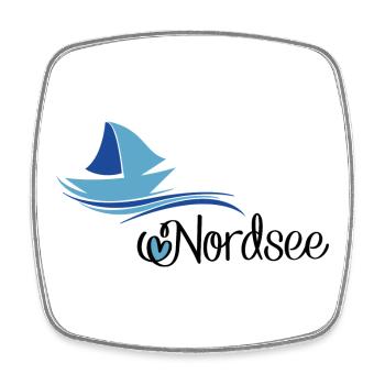 Nordsee Design mit Segelboot - Viereckiger Kühlschrankmagnet - Weiß - Vorne