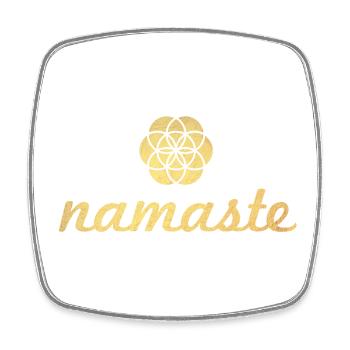 Namaste Yoga Gold Flower of Life Shanti Ornament - Viereckiger Kühlschrankmagnet - Weiß - Vorne