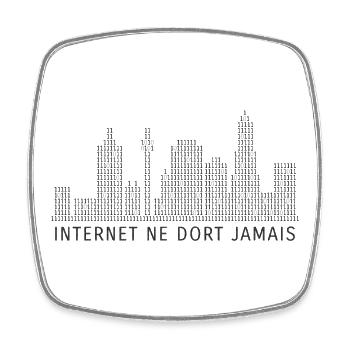 Internet ne dort jamais - Magnet carré - blanc - Devant