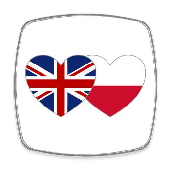 Großbritannien Polen Flagge Herz - Viereckiger Kühlschrankmagnet - Weiß - Vorne