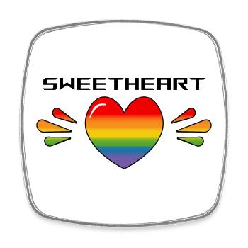 Rainbow Sparkling heart Sweetheart TSHIRT - Viereckiger Kühlschrankmagnet - Weiß - Vorne