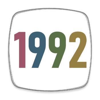 Jahr 1992, 30 Jahre alt, Geschenk zum 30. Geburtstag - Viereckiger Kühlschrankmagnet - Weiß - Vorne