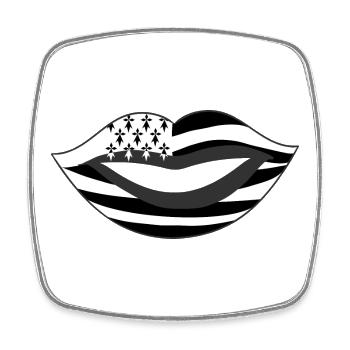 Bouche Breizh avec Gwenn Ha Du Bisous de Bretagne - Magnet carré - blanc - Devant