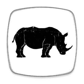 Rhino Sketch Rhinoceros Safari Wildtierliebhaber - Viereckiger Kühlschrankmagnet - Weiß - Vorne