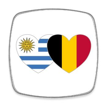 Uruguay Belgien Flagge Herz - Viereckiger Kühlschrankmagnet - Weiß - Vorne
