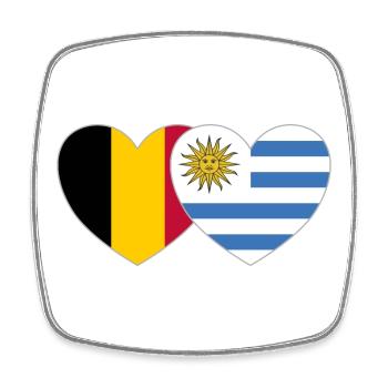Belgien Uruguay Flagge Herz - Viereckiger Kühlschrankmagnet - Weiß - Vorne