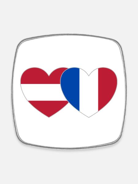 Österreich Frankreich Flagge Herz - Viereckiger Kühlschrankmagnet - Weiß