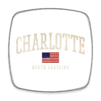 Charlotte, Caroline du Nord, États-Unis, design - Magnet carré - blanc - Devant
