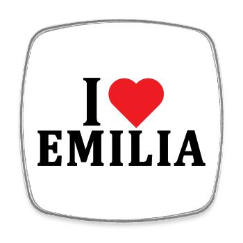 T-Shirt I love Emilia T-Shirt Geschenkidee - Viereckiger Kühlschrankmagnet - Weiß - Vorne
