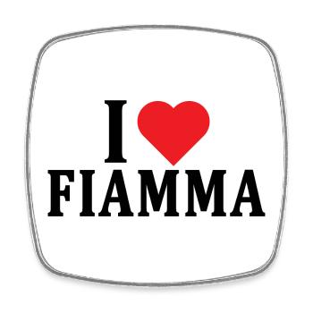 T-Shirt I love Flame T-Shirt Geschenkidee - Viereckiger Kühlschrankmagnet - Weiß - Vorne