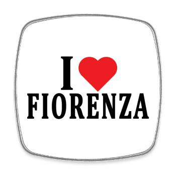 T-Shirt Ich liebe Fiorenza T-Shirt Geschenkidee - Viereckiger Kühlschrankmagnet - Weiß - Vorne