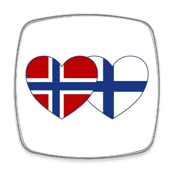 Norwegen Finnland Flagge Herz - Viereckiger Kühlschrankmagnet - Weiß - Vorne