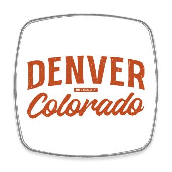 Denver Colorado Retro Script Logo - Viereckiger Kühlschrankmagnet - Weiß - Vorne