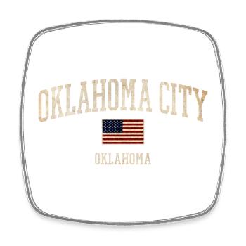 Oklahoma City Vintage Flag-Style - Viereckiger Kühlschrankmagnet - Weiß - Vorne