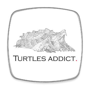 Turtles addict - Magnet carré - blanc - Devant