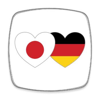 Japan Deutschland Flagge Herz - Viereckiger Kühlschrankmagnet - Weiß - Vorne
