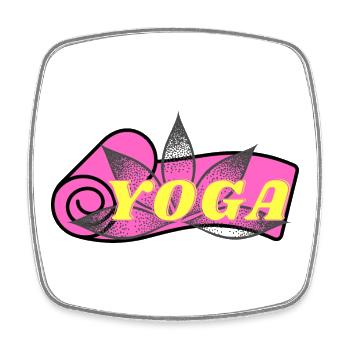Lotus de Yoga : Police jaune sur fond rose - Magnet carré - blanc - Devant