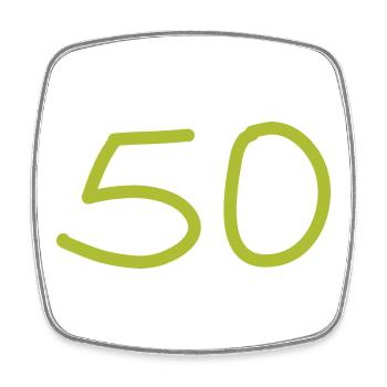 50th birthday fifty number green - Square fridge magnet - white - Front