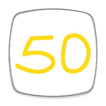 50th birthday fifty yellow number - Square fridge magnet - white - Front