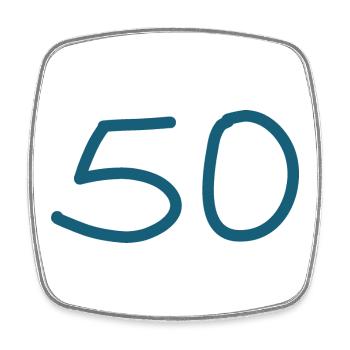 50th birthday fifty blue number - Square fridge magnet - white - Front