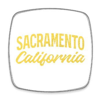 Sacramento California Gold Script - Square fridge magnet - white - Front