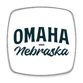 Omaha Nebraska Vintage Lettering - Square fridge magnet - white - Front