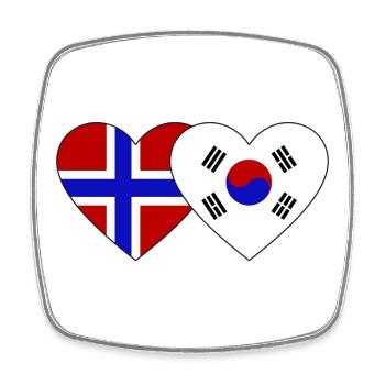Norway South Korea Flag Heart - Square fridge magnet - white - Front