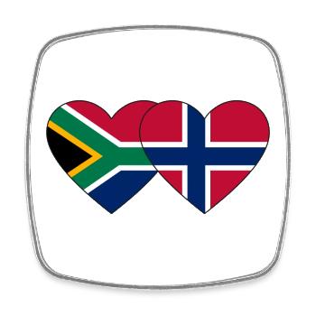 South Africa Norway Flag Heart - Square fridge magnet - white - Front