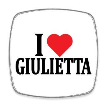 T-Shirt I love Juliet T-Shirt Geschenkidee - Viereckiger Kühlschrankmagnet - Weiß - Vorne