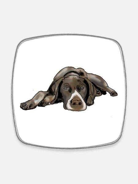 Pointer German Shorthair - Square fridge magnet - white