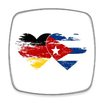 Germany Cuba flag used heart - Square fridge magnet - white - Front