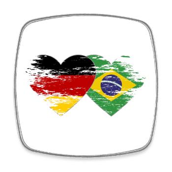 Germany Brazil flag used heart - Square fridge magnet - white - Front